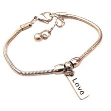 Bracciale snake in acciaio inox da uomo donna con piastrina love braccialetto