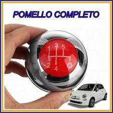 POMELLO LEVA CAMBIO PER FIAT 500 07 IMPUGNATURA 5 MARCE MANOPOLA CROMATO ROSSO