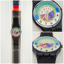 Swatch Gent GM116 Neige 1993 Vintage NOS Multicolor Watch Original Box