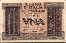 Italy 1 Lira 1939 Pick# 26