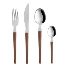 Set 24 posate in acciaio manico legno Diletta marrone