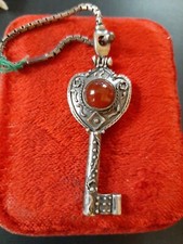 CHIAVE JEWELRY CHARMS CIONDOLO ARGENTO 925  CON PIETRA CORNIOLA ?  VINTAGE 