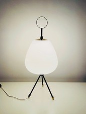 🟠 STILNOVO Elegante lampada tripode in ottone e vetro anni 50