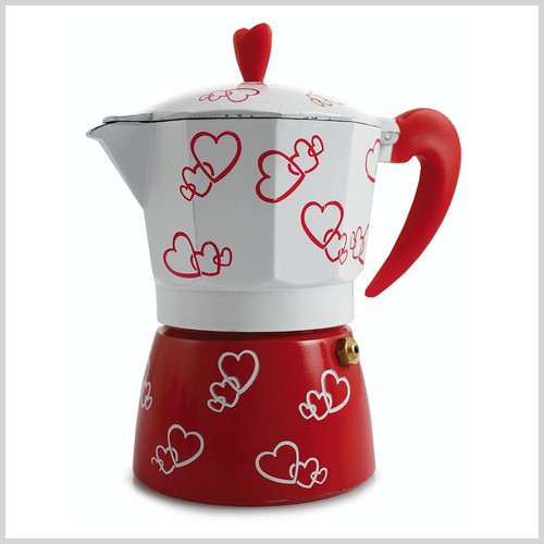 Caffettiera cuore moka tazze - cuore, 3