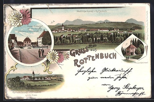 Litografia rottenbuch ammer - rottenbuch, /