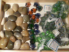 LOTTO VETRI IRIDATI + SASSI FIUME LISCI X ACQUARI - DECORAZIONE VASI 2,2 KG