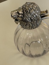 Vaso In Vetro Vintage Con Testa Di Leone