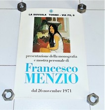 Manifesto FRANCESCO MENZIO Mostra 1971 La Bussola Torino 34x50 poster