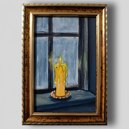 Candela dipinto olio - , originale