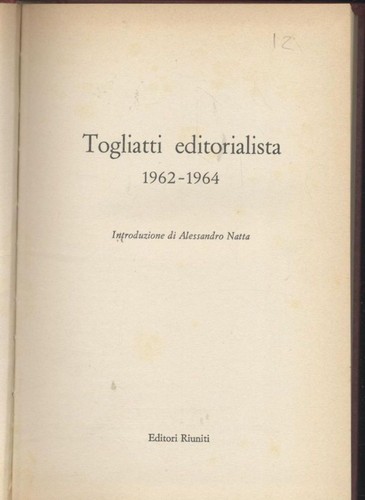 Togliatti editorialista 1962 - togliatti,