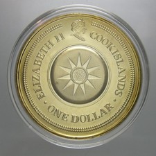 ISOLE COOK 1 DOLLARO 2003 SERIE ZODIACO SCORPIONE IN NICHEL PLACCATO ORO