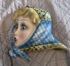 Splendido Viso di Ragazza Art Deco In Ceramica
