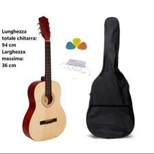 CHITARRA CLASSICA e ACUSTICA 3/4 in LEGNO Natural + Custodia + Corde + Plettri