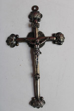 L68-ANTICO CROCEFISSO ARGENTO 800- PRIMO 800-FILIGRANA RELIGIONE CROCE EX VOTO