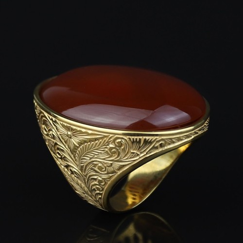 Anello uomo corniola - , placcato