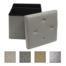 Pouf contenitore quadrato Puff Ottoman Contenitore in simil pelle 38x38x38