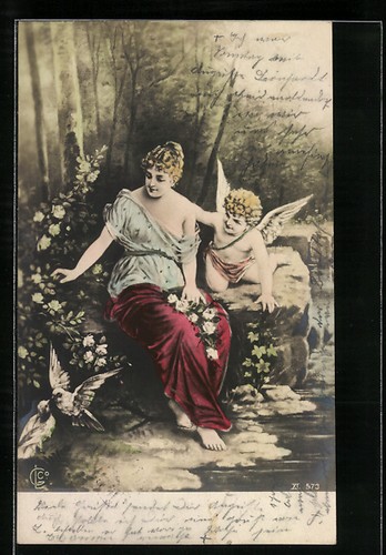 Cartolina cupido presso una - cupido,