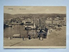 TRIESTE Riva carciotti nave barche vela animata vecchia cartolina 