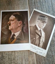 WW2 Coppia Cartoline Originali Personaggi Petain Hitler