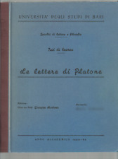 Lettere e filosofia Tesi di laurea, 207 pagine: Le lettere di Platone (1959/60)