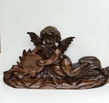 Antica testiera letto matrimoniale legno Massello Intarsiato A Mano 800