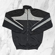 ADIDAS Vintage Felpa Zip Uomo Grande Logo Tasche Giacca Tuta Grigia Taglia S