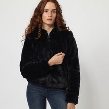 ONLY PELLICCIOTTO GIACCA NAVY BLU SCURO CON CAPPUCCIO TG M COME NUOVO