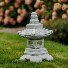 Yukimi jap. Lanterna in pietra scultura in pietra 52 cm 28 kg grigio cemento bianco antigelo