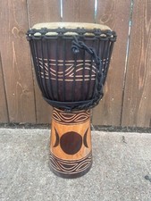 OFFERTA! Tamburo bongo Djembe in mogano alto 16" fatto a mano, modello # 40m9 Tripple Goddess