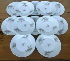 Antico servizio 12 piatti piani ceramica/porcellana Limoges - fiori