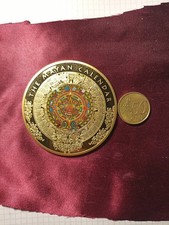 Grande Medaglia In Nichel Placata oro24K Calendario Maya 