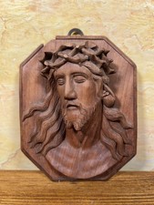 Bassorilievo in legno raffigurante il Cristo con corona di spine