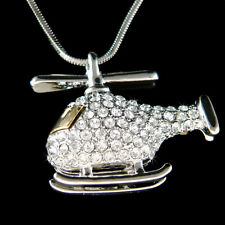3D Elicottero ~ IN Swarovski Cristallo Pompiere Militare Volo Collana