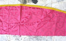 VECCHIO PARAMENTO SACRO SCAMPOLO  RIUTILIZZO PORPORA ROSSO VERA SETA MEZZA LUNA