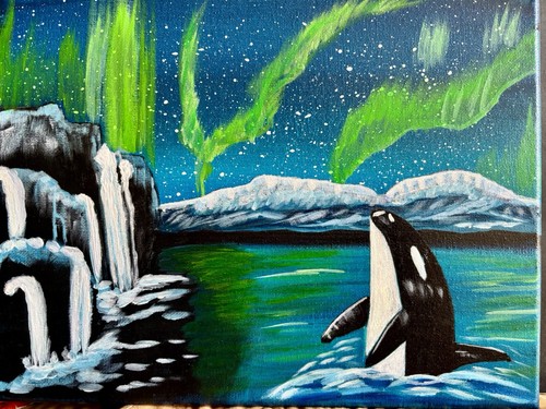 Quadro paesaggio marino orca
