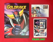 folder GOLDRAKE 50th lucca comics 25 + cartolina 1* giorno + 2 bolli la poste 21