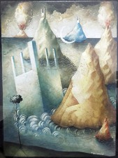 PAOLO GRIMALDI Quadro cm. 15x20 - TEMPERA OLIO E ORO SU TAVOLA, 1997