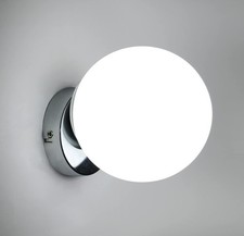 Applique da Parete Attacco E27 Metallo Argento Sfera Vetro Portalampada Interno