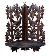 Mensola ad angolo in legno di noce Del XIX secolo wood  antique