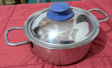 Casseruola in Acciaio Inox Pentola Bassa con Doppio Manico + coperchio D. 19 cm