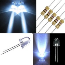 10 diodi led 10 mm bianco freddo alta luminosità + RESISTENZE OMAGGIO