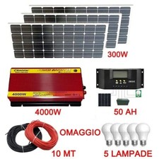 Kit Fotovoltaico 3KW Pwm Inverter 4000W Pannello Solare 300W regolatore 50 amp