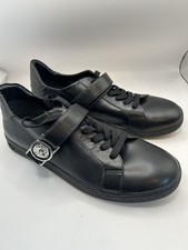 SCARPE DA GINNASTICA DONNA UOMO VERSACE VERSUS LION HEAD PELLE DI VITELLO NERA UK 8 EU 43