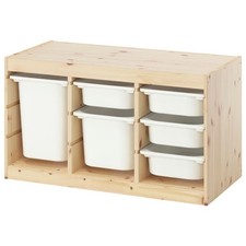 IKEA TROFAST Combinazione portaoggetti con scatole, pino tinto bianco chiaro/bianco, 36