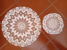 2 Centrino Uncinetto Bianco Grande Cm50 Ø Piccolo Cm28 Puglia Totale Peso Gr 100