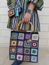 borsa a uncinetto in cotone filo di Scozia foderata