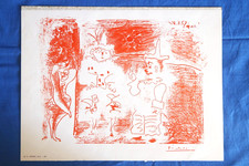L'Écuyère et les Clowns Pablo Picasso  1957 litografia offset Spadem 1965 rossa