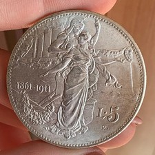 5 LIRE 1911 CINQUANTENARIO FALSO DA STUDIO DI OTTIMA MANIFATTURA