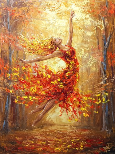 Ballerina autunno dipinto - ballerina,