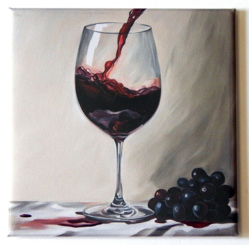 Red wine fridge magnet - red, sign